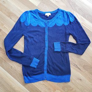 Royal Blue & Navy Waves Cardigan Sweater